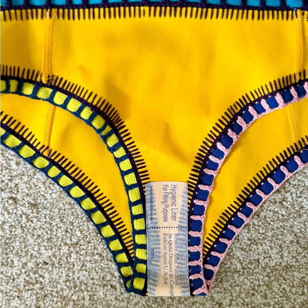 KIINI Blue and Yellow Bikini with Purple Trim - Picture 3 of 9